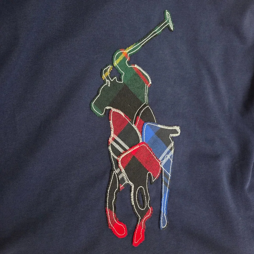 Polo Ralph‎ Lauren Men's Classic Fit Plaid Big Pony Jersey T-Shirt Size 2XB Blue